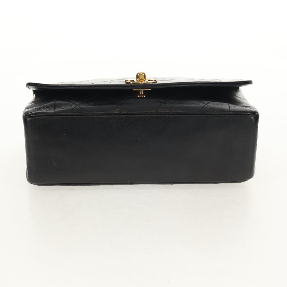 CHANEL Matelasse Chain Diana 22 Shoulder Bag Lamb Skin Black Gold CC Auth 142985