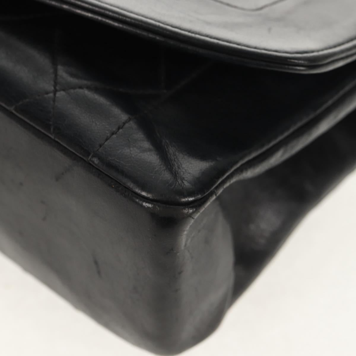 CHANEL Matelasse Chain Diana 22 Shoulder Bag Lamb Skin Black Gold CC Auth 142985