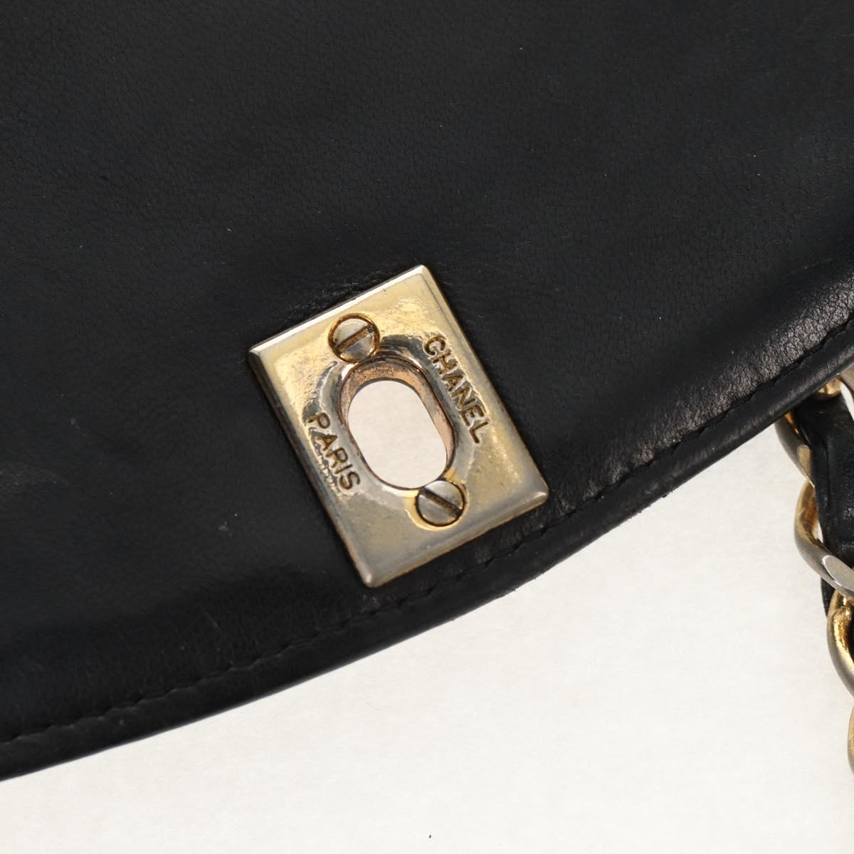 CHANEL Matelasse Chain Diana 22 Shoulder Bag Lamb Skin Black Gold CC Auth 142985