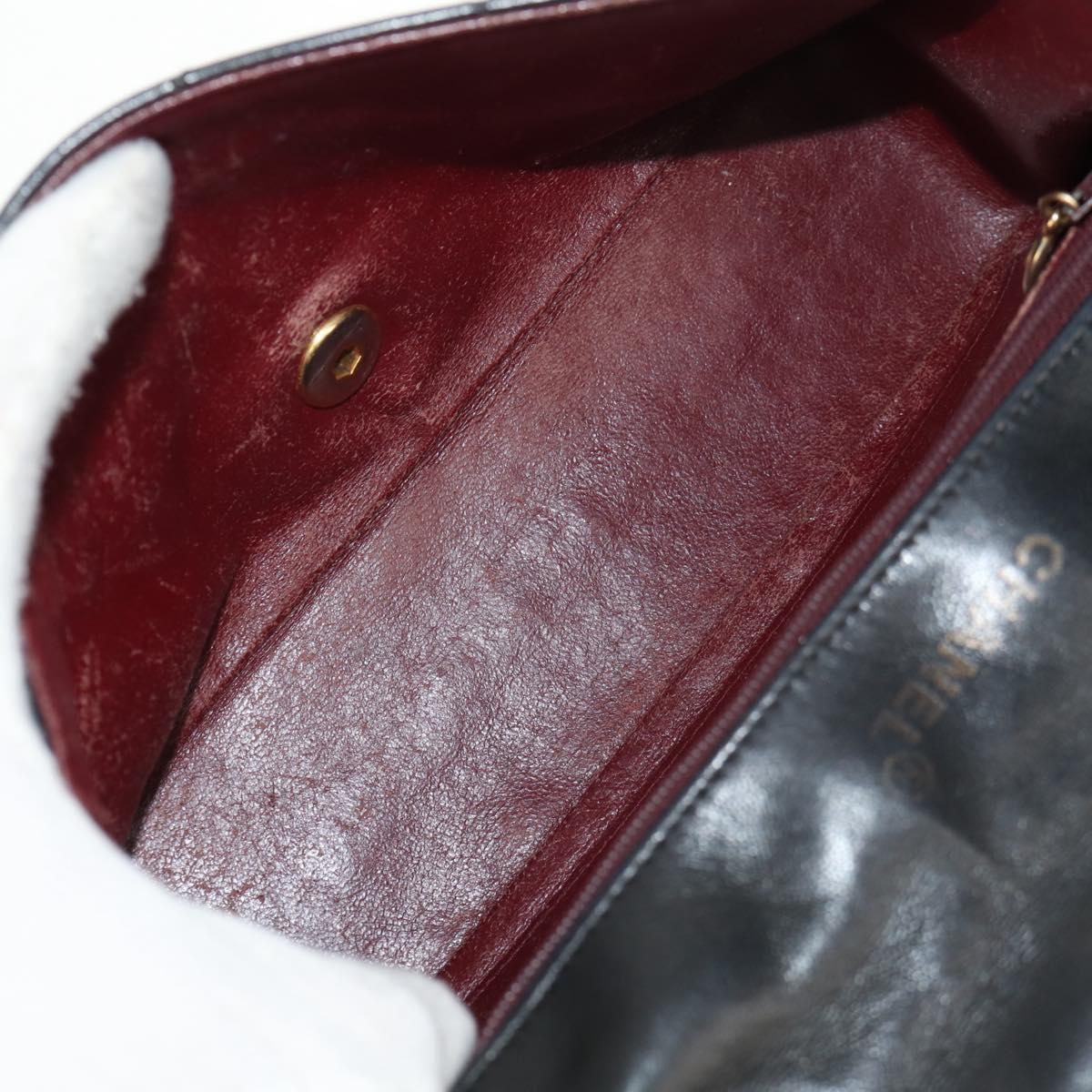 CHANEL Matelasse Chain Diana 22 Shoulder Bag Lamb Skin Black Gold CC Auth 142985