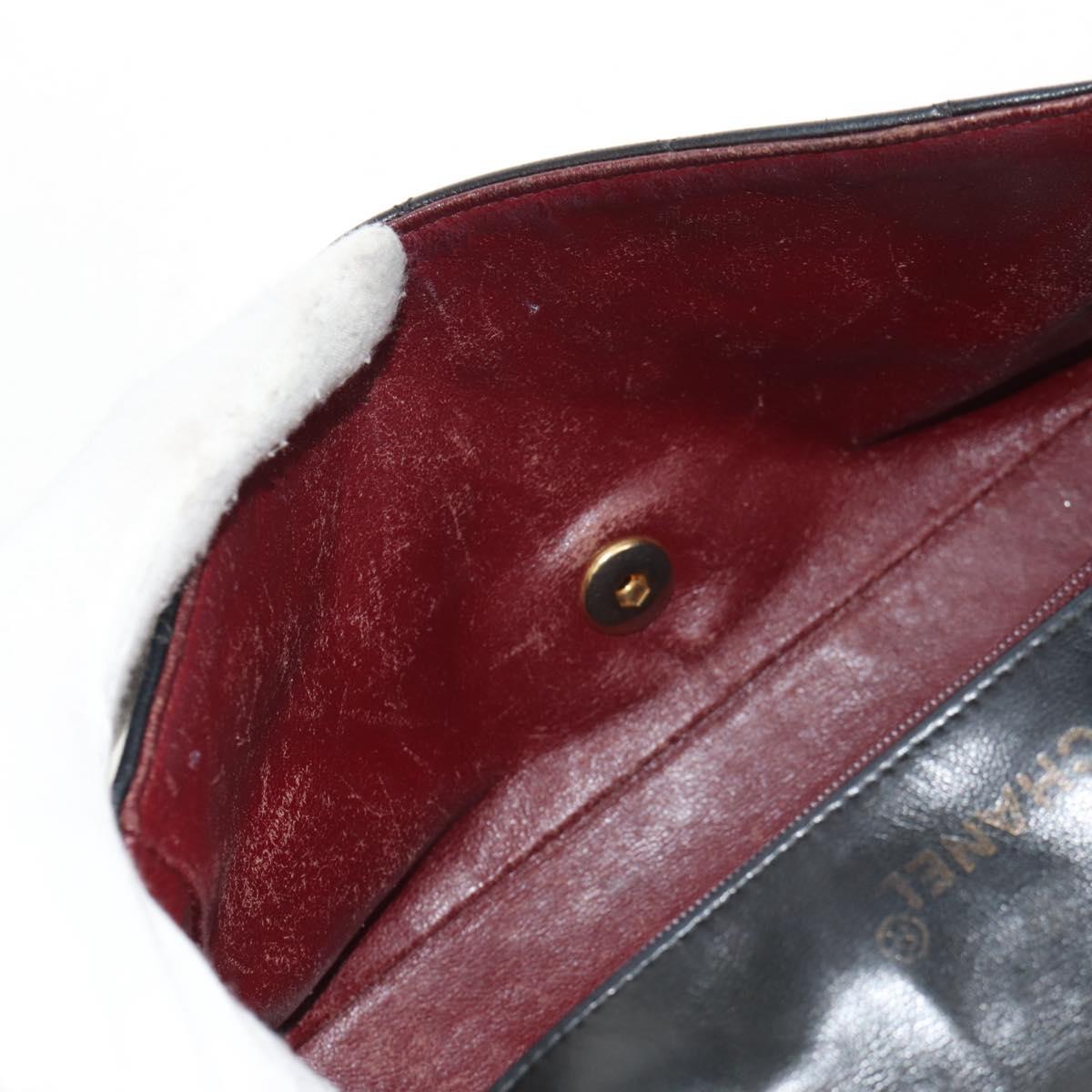 CHANEL Matelasse Chain Diana 22 Shoulder Bag Lamb Skin Black Gold CC Auth 142985