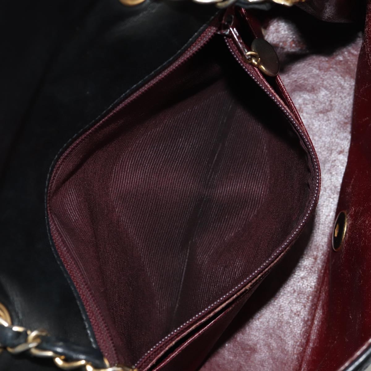 CHANEL Matelasse Chain Diana 22 Shoulder Bag Lamb Skin Black Gold CC Auth 142985