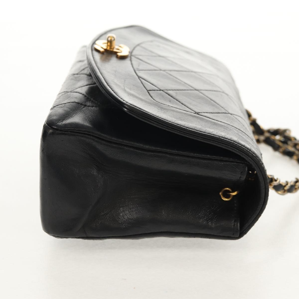 CHANEL Matelasse Chain Diana 22 Shoulder Bag Lamb Skin Black Gold CC Auth 142985