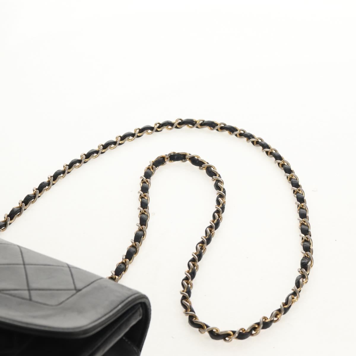 CHANEL Matelasse Chain Diana 22 Shoulder Bag Lamb Skin Black Gold CC Auth 142985