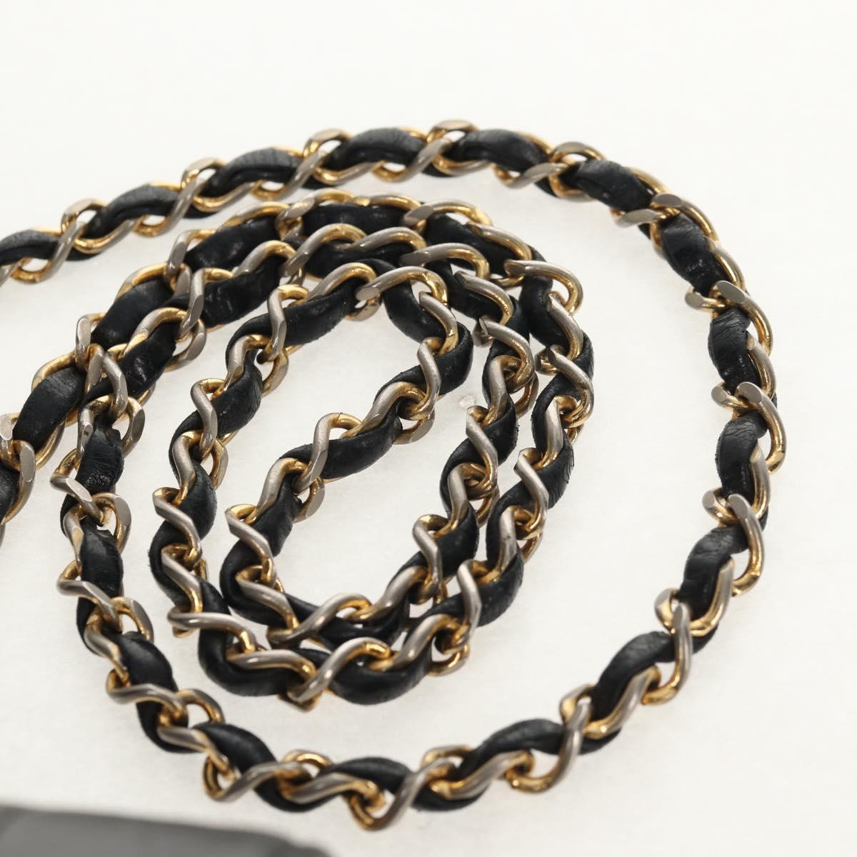 CHANEL Matelasse Chain Diana 22 Shoulder Bag Lamb Skin Black Gold CC Auth 142985