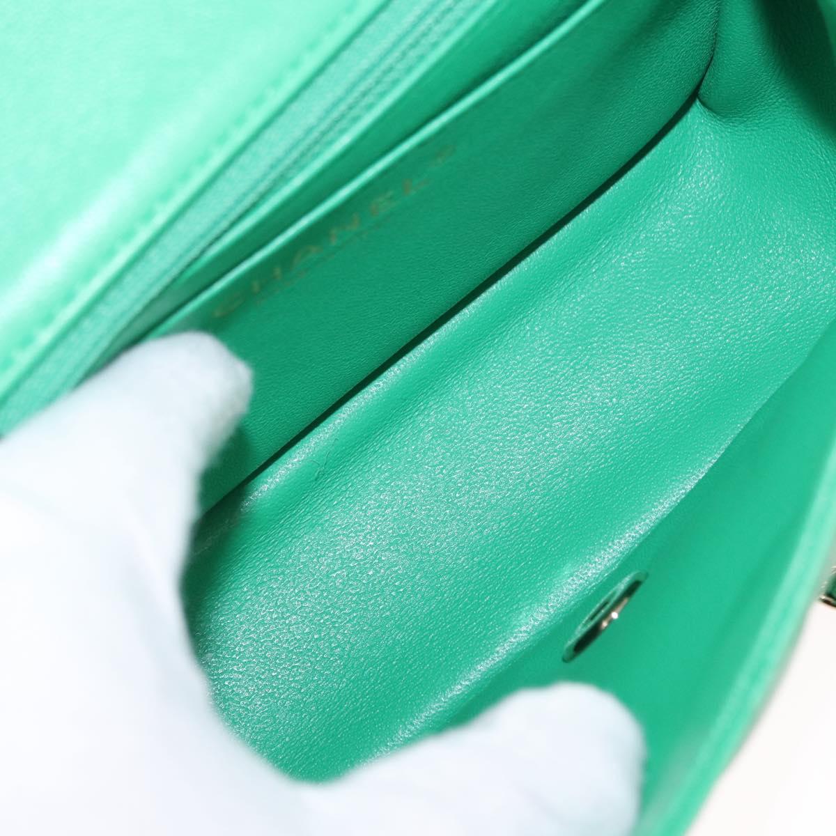 CHANEL Matelasse 17 Chain Shoulder Bag Lamb Skin Green Gold CC Auth 142987SM