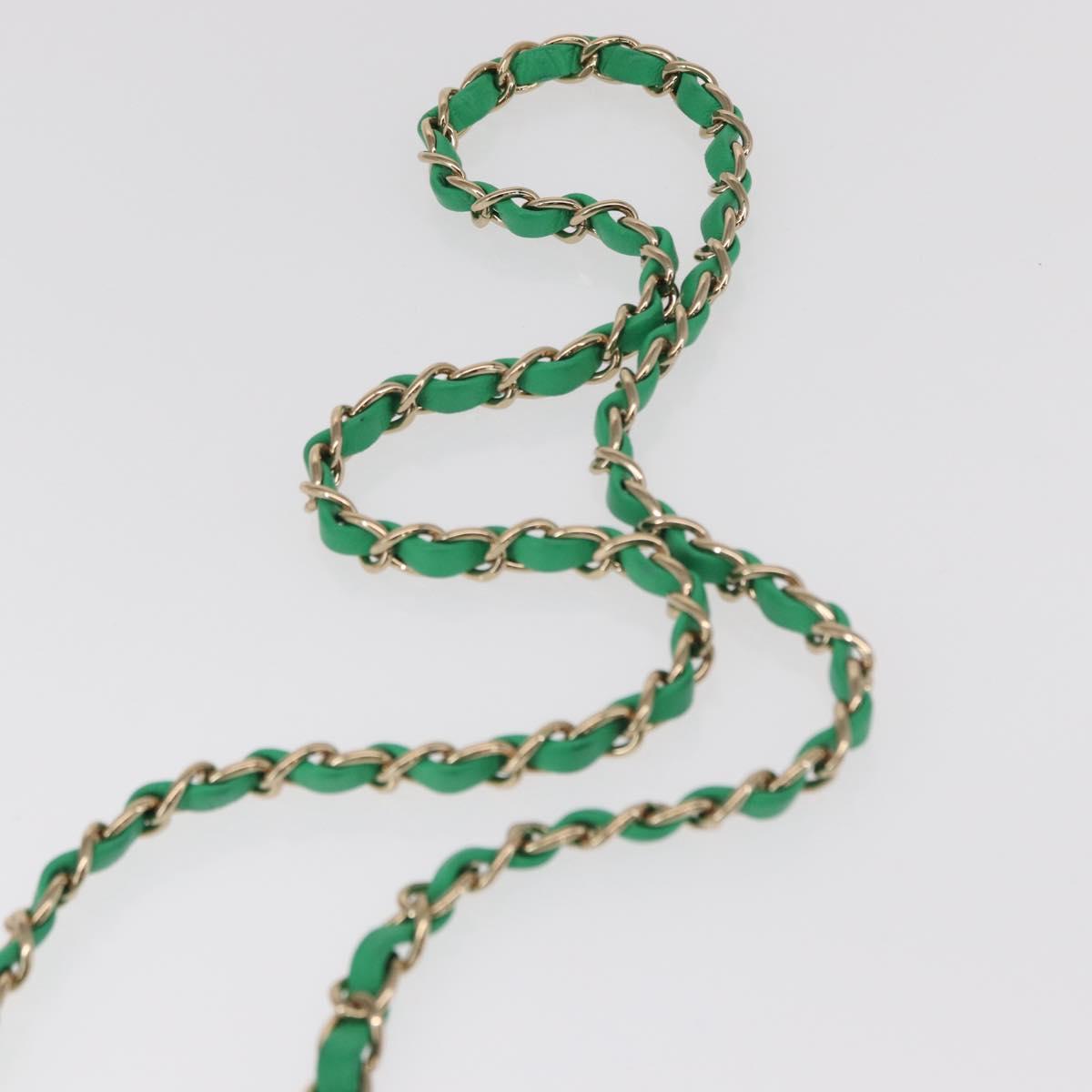 CHANEL Matelasse 17 Chain Shoulder Bag Lamb Skin Green Gold CC Auth 142987SM