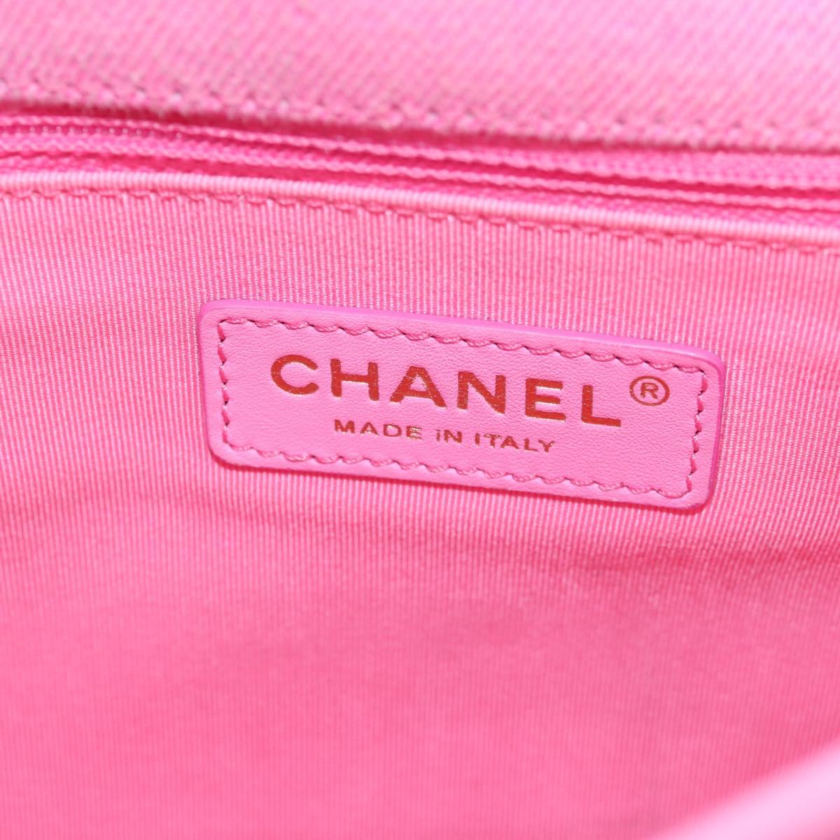 CHANEL Matelasse Chain Shoulder Bag Canvas Pink Gold CC Auth 142990V
