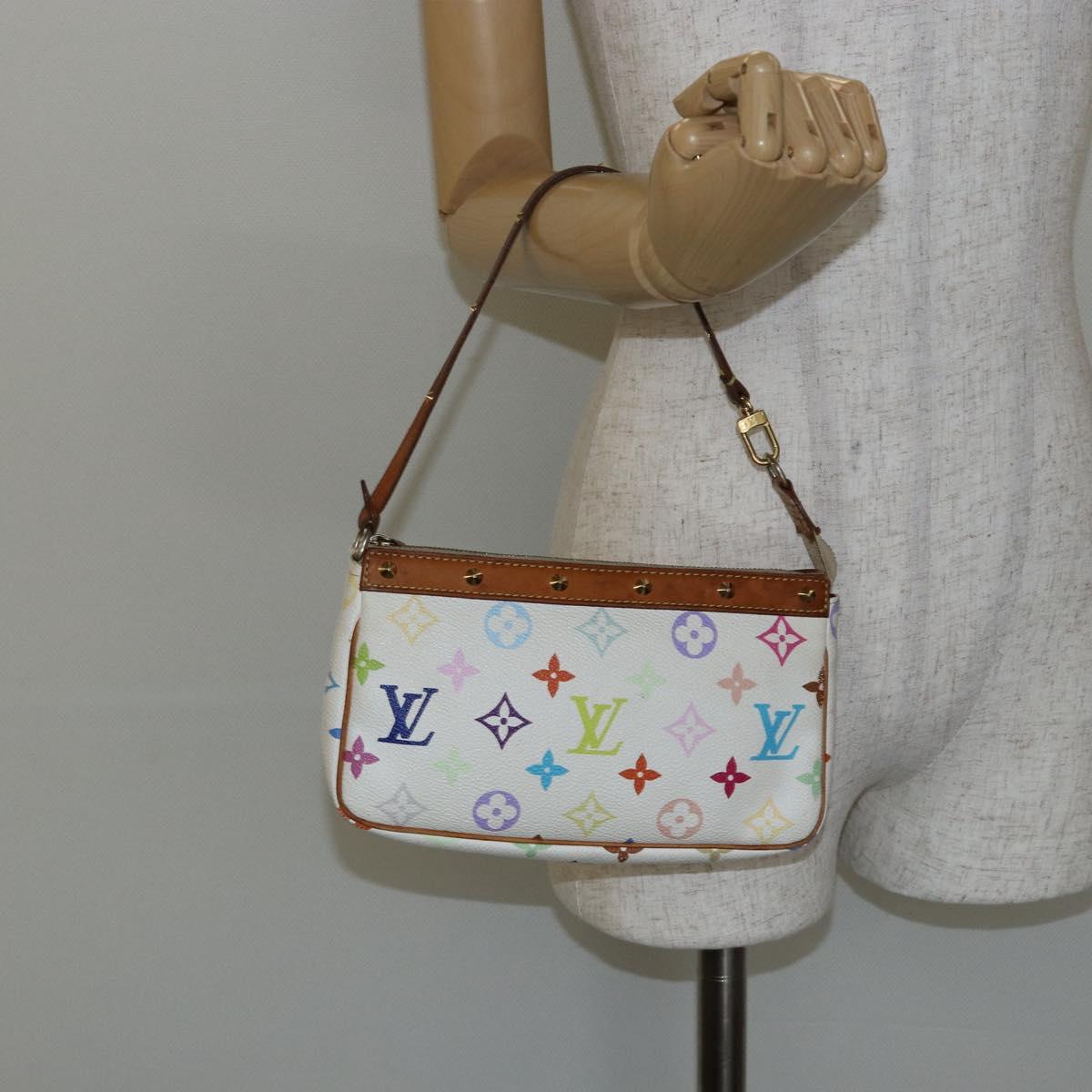 LOUIS VUITTON Monogram Multicolor Pochette Pouch White M92649 LV Auth 142992