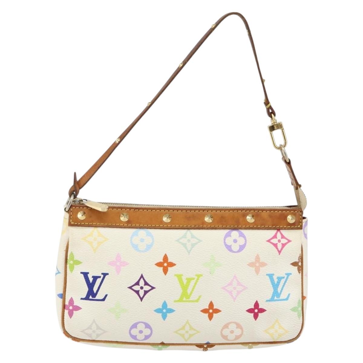 LOUIS VUITTON Monogram Multicolor Pochette Pouch White M92649 LV Auth 142992