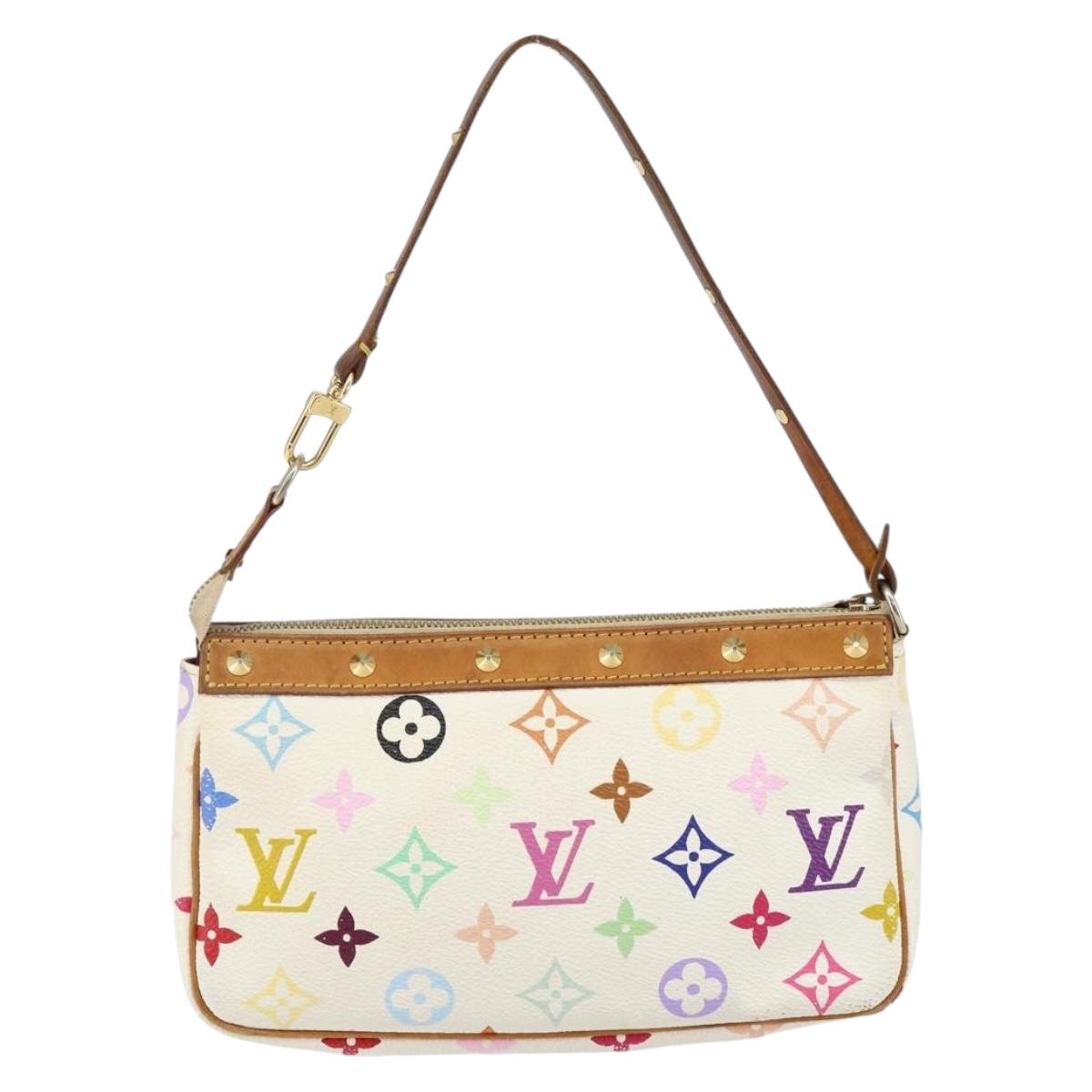 LOUIS VUITTON Monogram Multicolor Pochette Pouch White M92649 LV Auth 142992