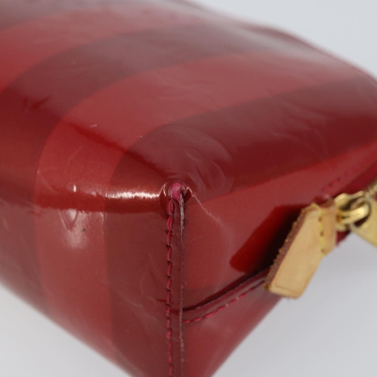LOUIS VUITTON Vernis Rayure Pochette Cosmetic Pomme D'amour M91721 Auth 142996