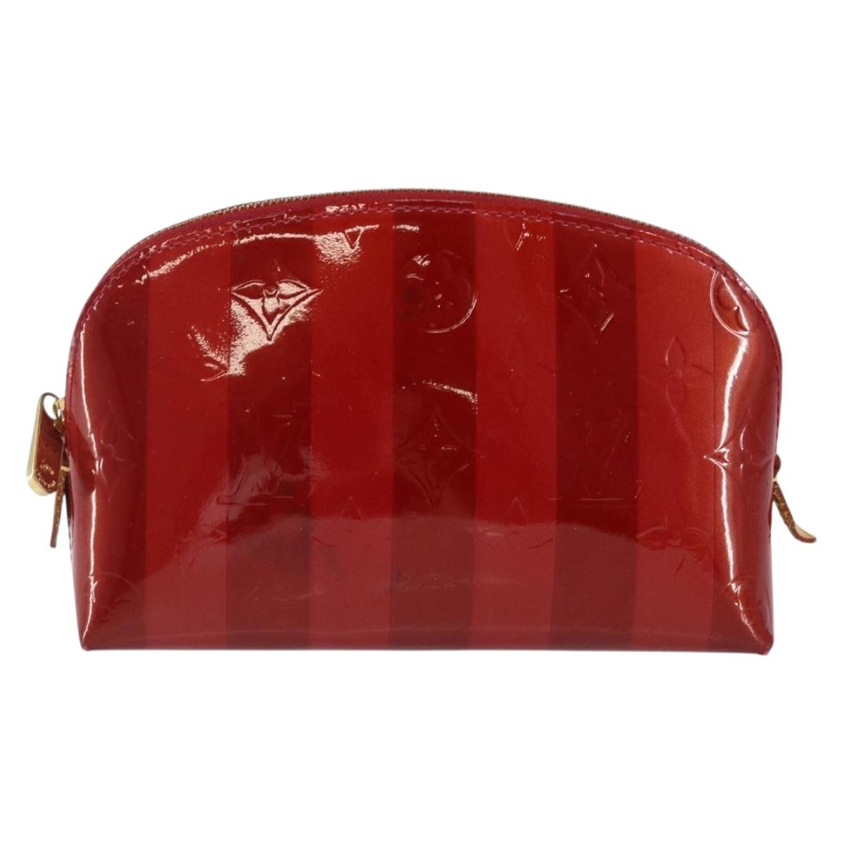 LOUIS VUITTON Vernis Rayure Pochette Cosmetic Pomme D'amour M91721 Auth 142996