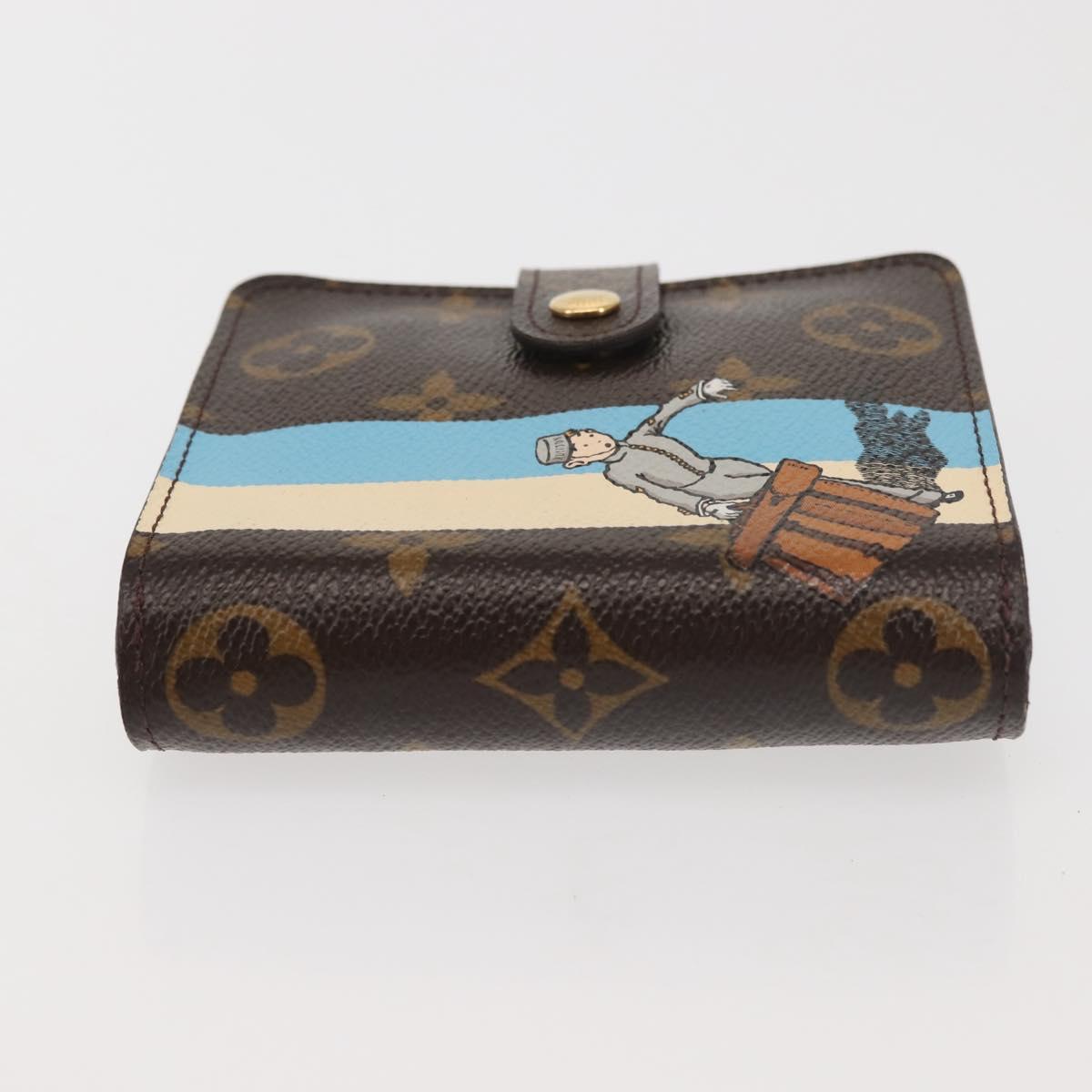 LOUIS VUITTON Monogram Groom Compact Zip Wallet Blue M60036 LV Auth 143001V