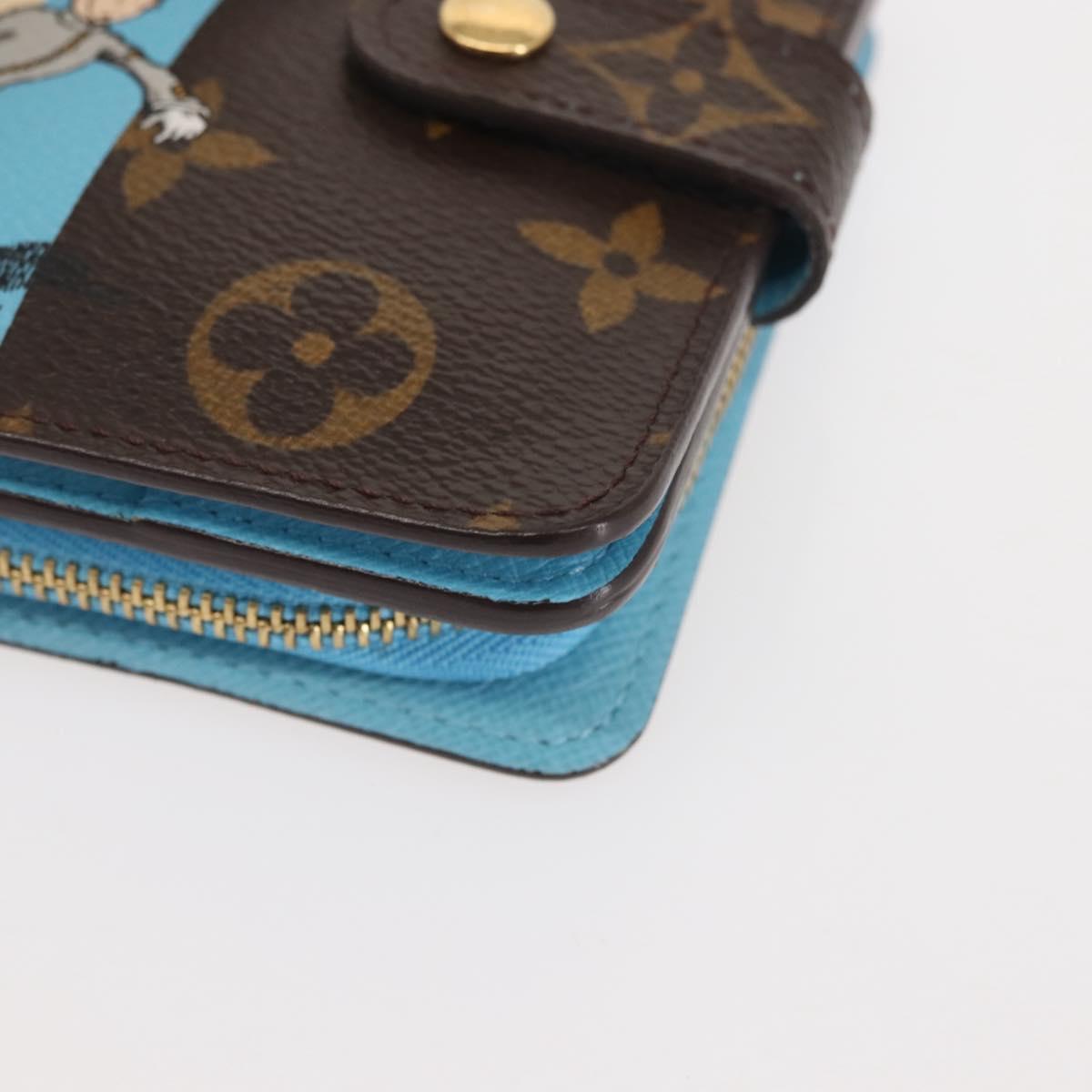 LOUIS VUITTON Monogram Groom Compact Zip Wallet Blue M60036 LV Auth 143001V