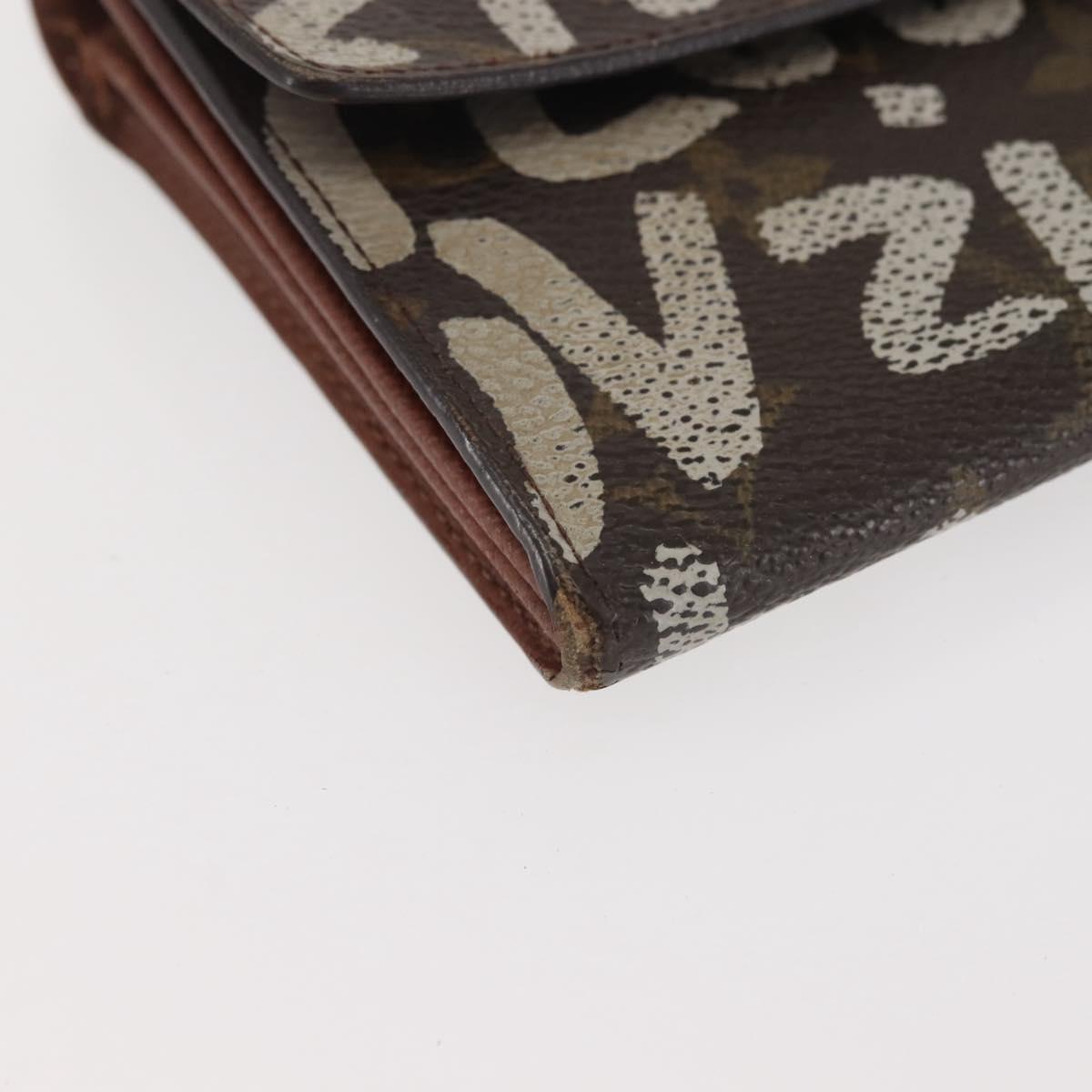 LOUIS VUITTON Monogram Graffiti Porte Monnaie Credit White M92189 LV Auth 143002