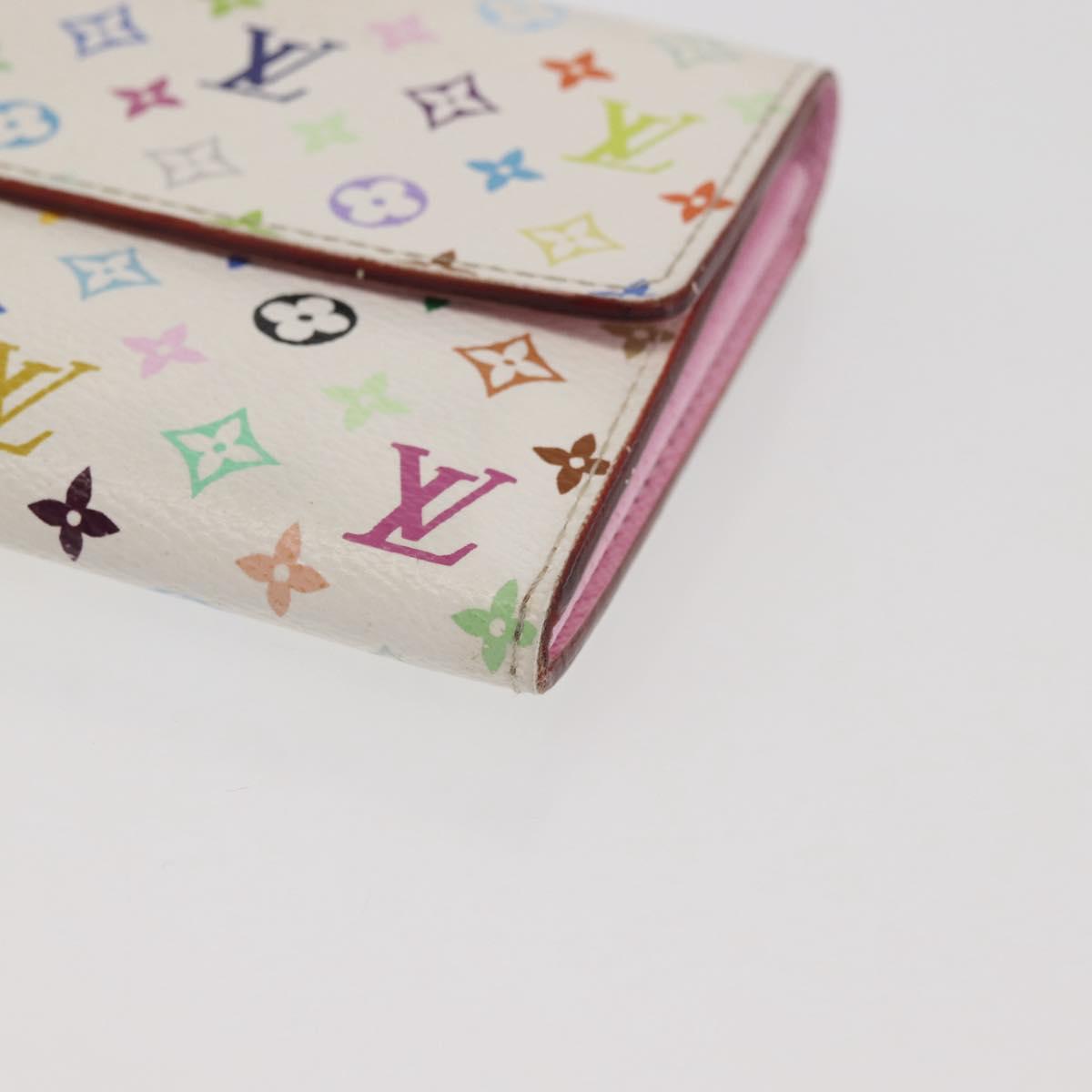 LOUIS VUITTON Multicolor Portefeuille Sarah Wallet White M93532 LV Auth 143004