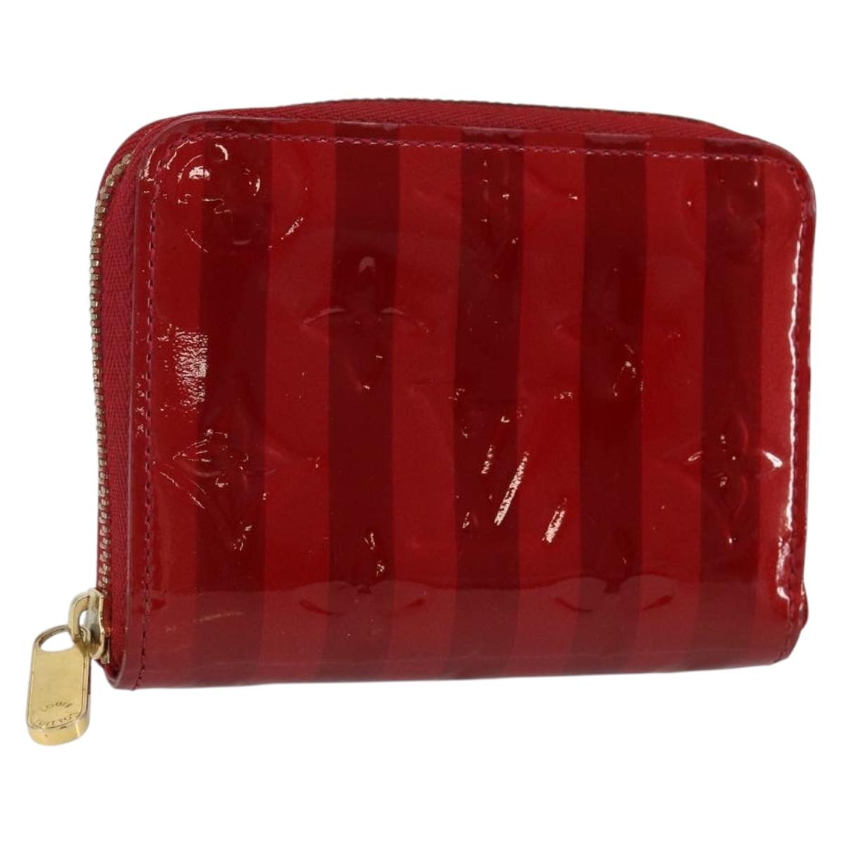 LOUIS VUITTON Vernis Rayure Zippy Coin Purse Pomme D'amour M91720 LV Auth 143005