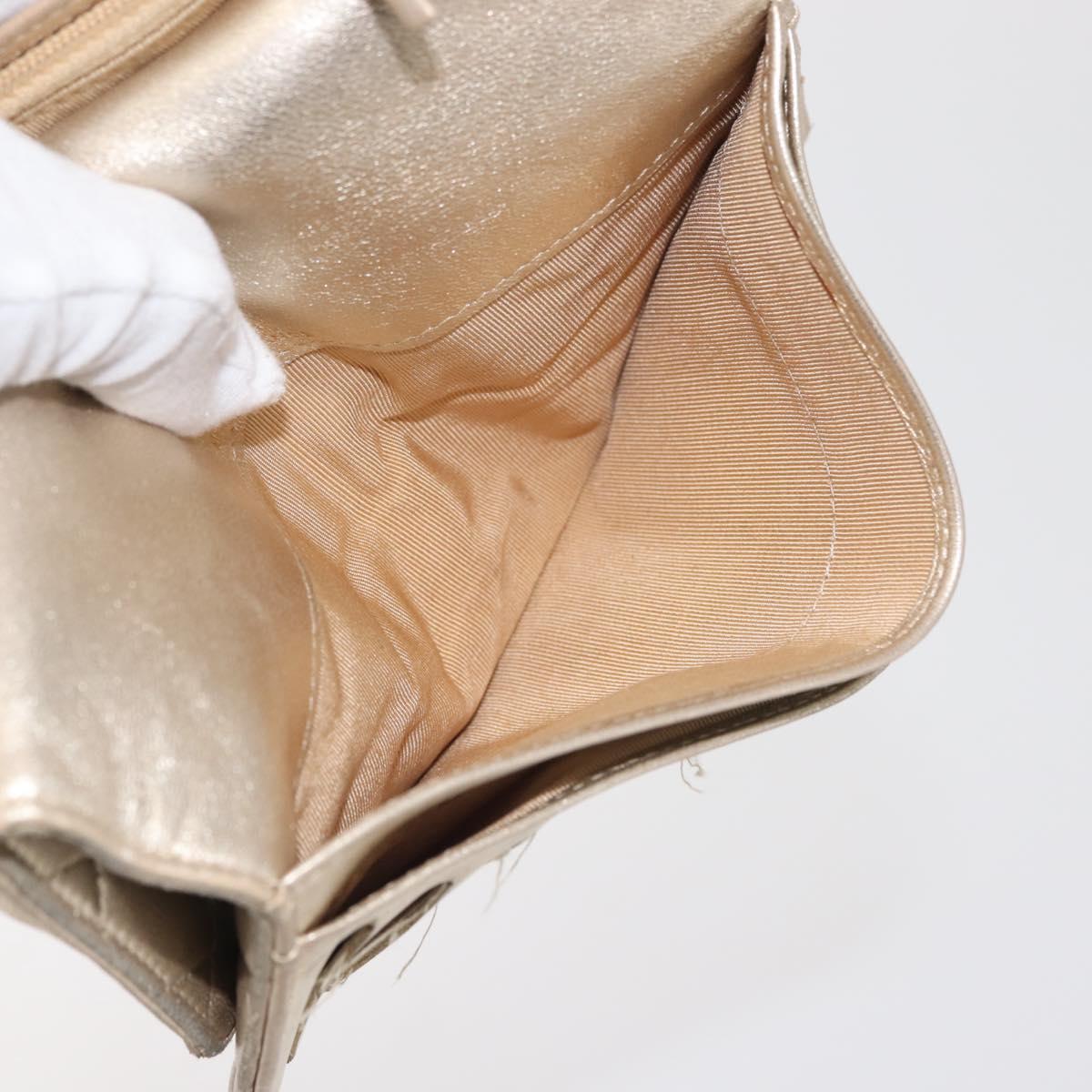 CHANEL Matelasse Long Wallet Lamb Skin Gold CC Auth 143008