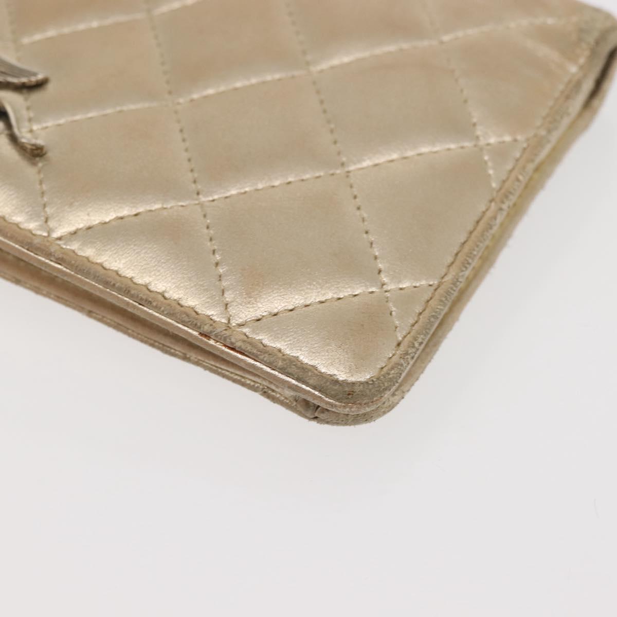 CHANEL Matelasse Long Wallet Lamb Skin Gold CC Auth 143008