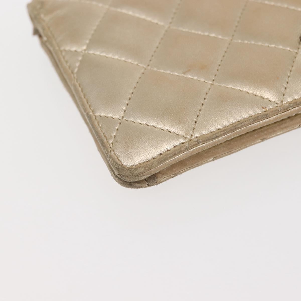 CHANEL Matelasse Long Wallet Lamb Skin Gold CC Auth 143008