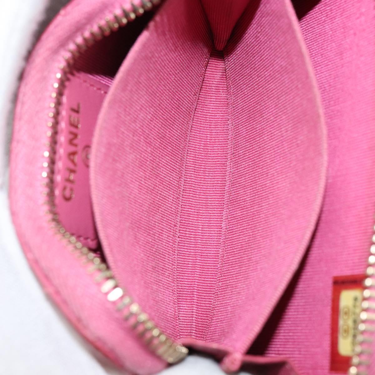 CHANEL Matelasse Coin Purse Lamb Skin Pink Silver CC Auth 143011