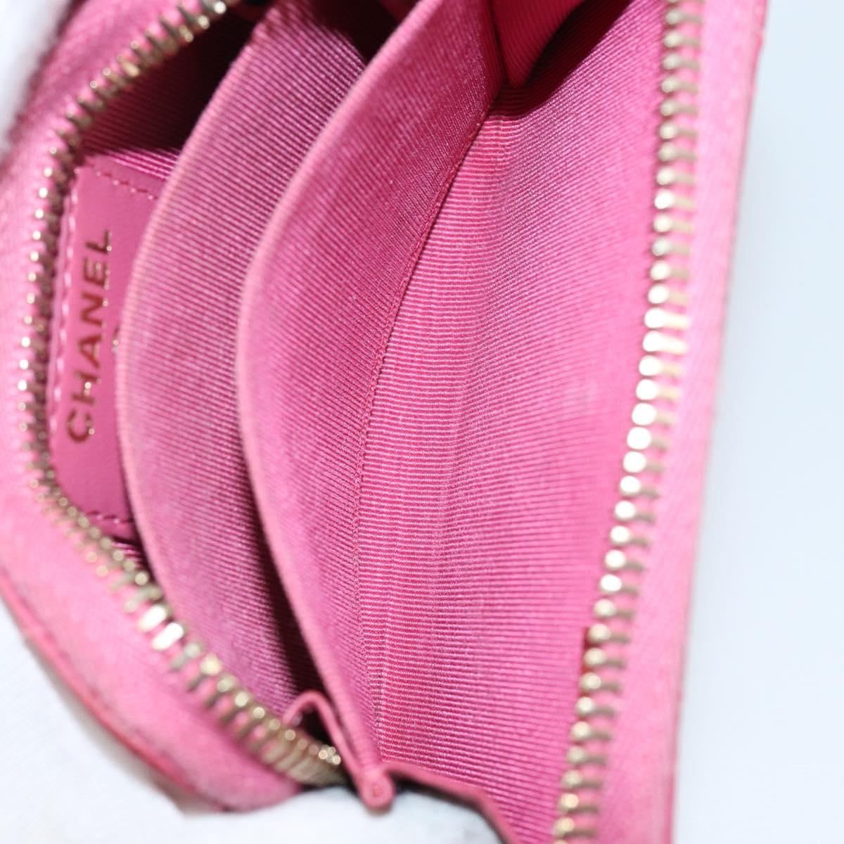 CHANEL Matelasse Coin Purse Lamb Skin Pink Silver CC Auth 143011