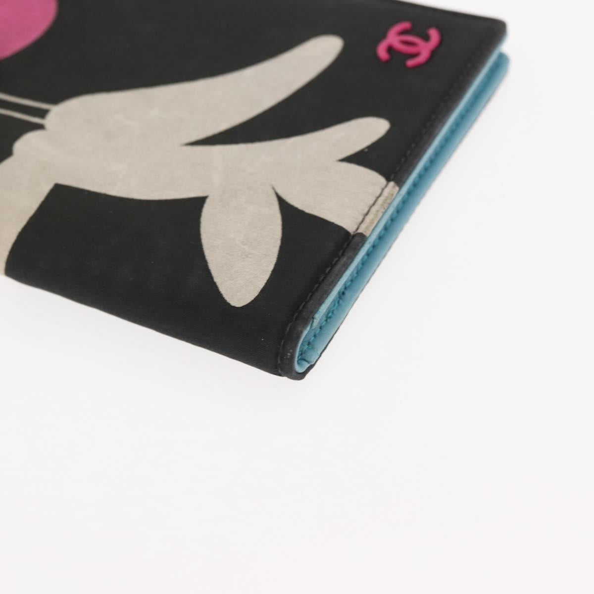 CHANEL Chain Compact Wallet Satin Black CC Auth 143013