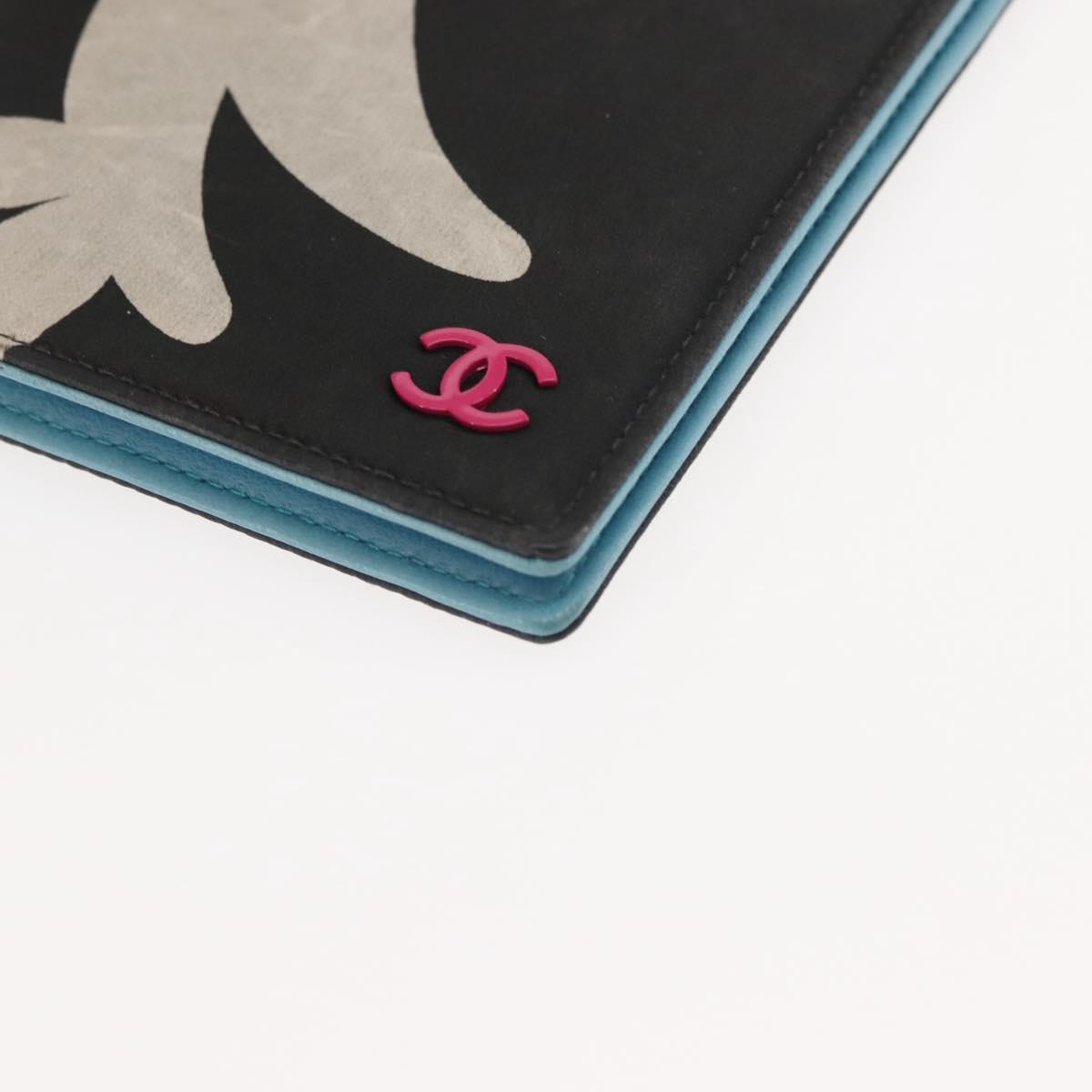 CHANEL Chain Compact Wallet Satin Black CC Auth 143013