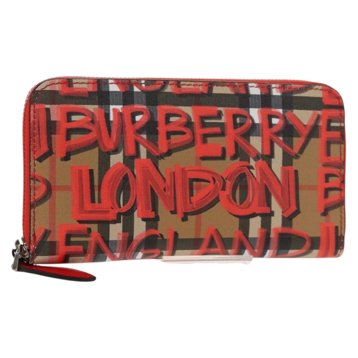 BURBERRY Nova Check Graffiti Long Wallet PVC Beige Auth 143015M