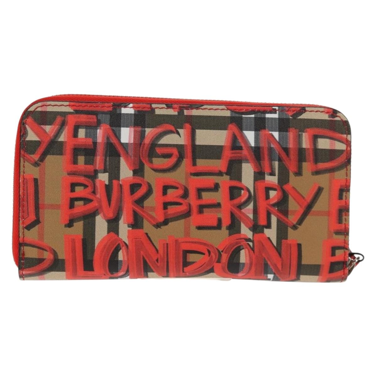 BURBERRY Nova Check Graffiti Long Wallet PVC Beige Auth 143015M