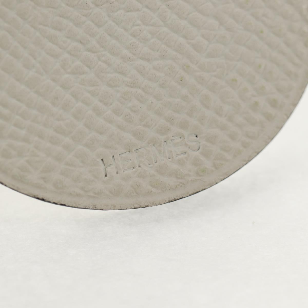 HERMES Bag Charm Leather White Auth 143016