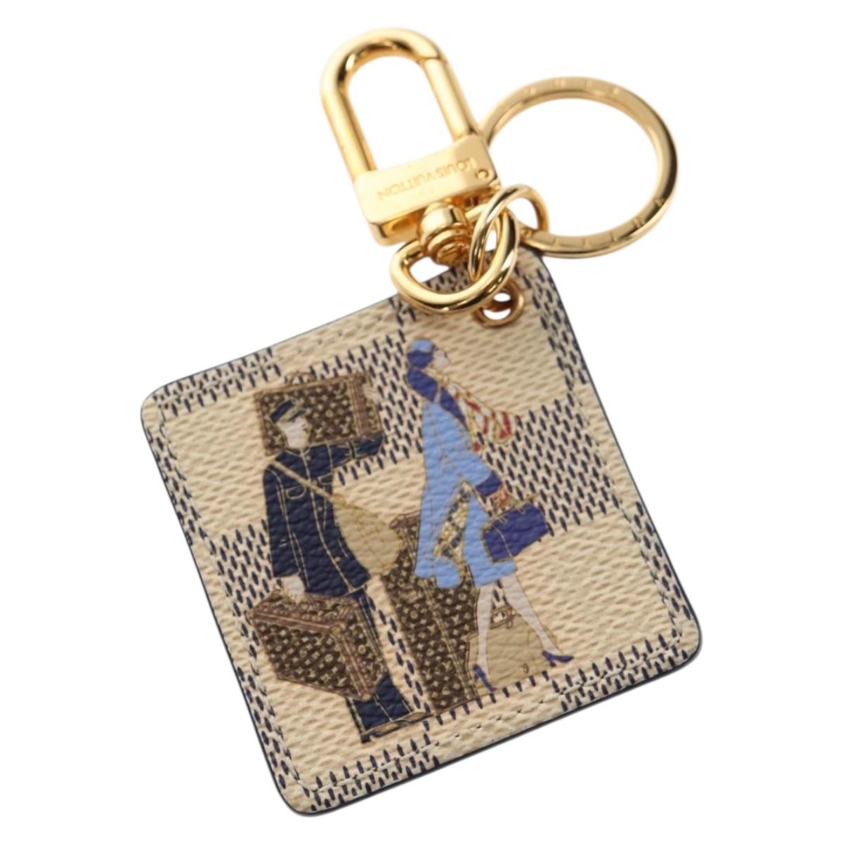 LOUIS VUITTON Damier Azur Porte Cles Illustrious Room Charm M66943 Auth 143019V
