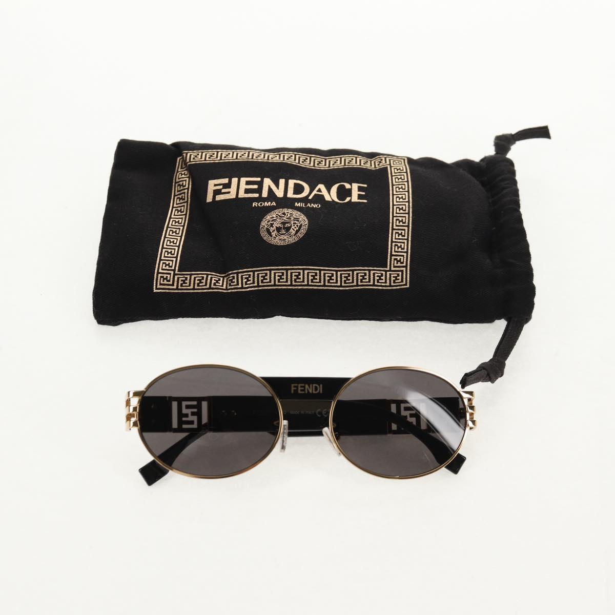 FENDI Fenderche Versace Collaboration Sunglasses metal Black Auth 143020M