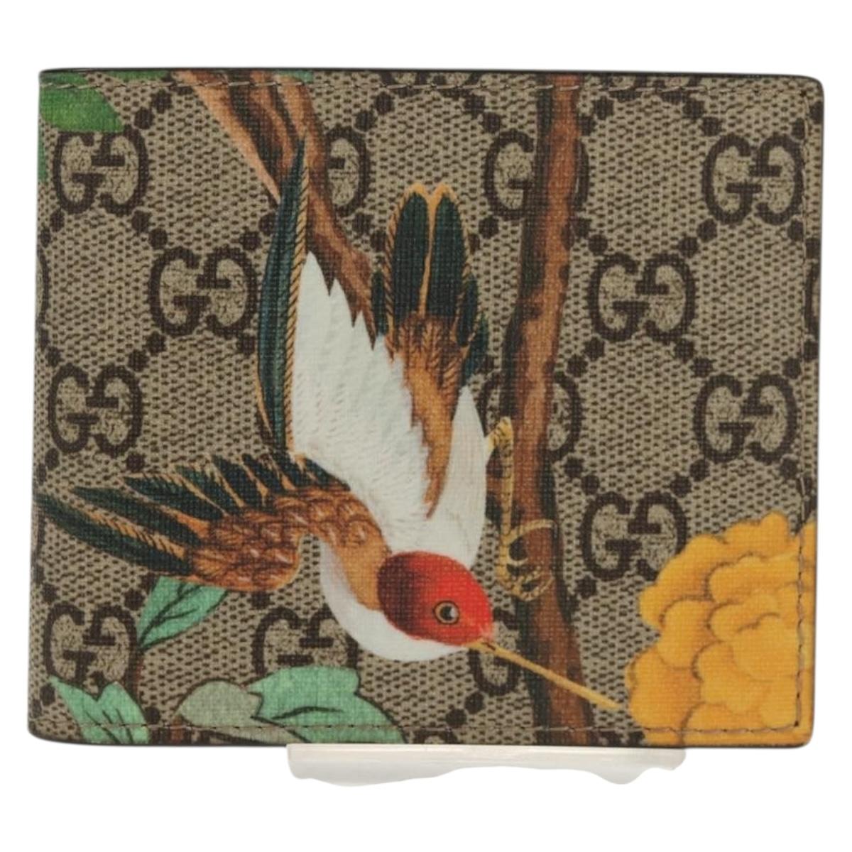 GUCCI GG Supreme Wallet PVC Beige Auth 143023M