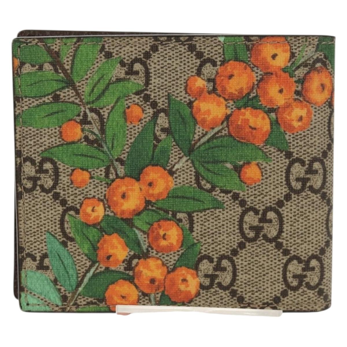 GUCCI GG Supreme Wallet PVC Beige Auth 143023M