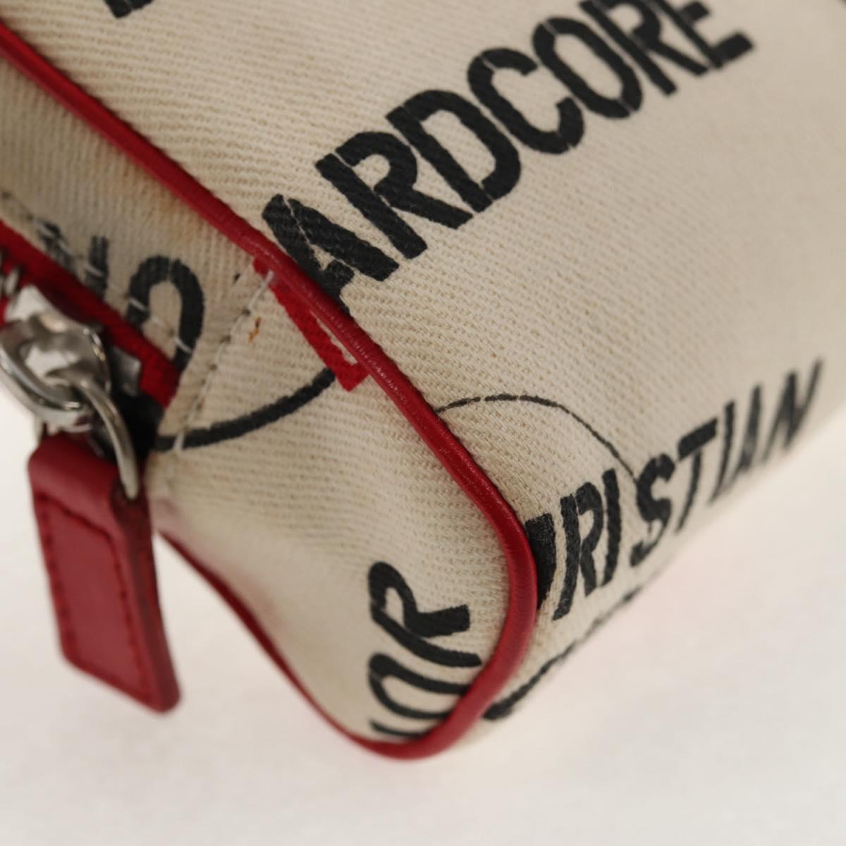 Christian Dior Hardcore Pouch Canvas White Red Auth 143024V