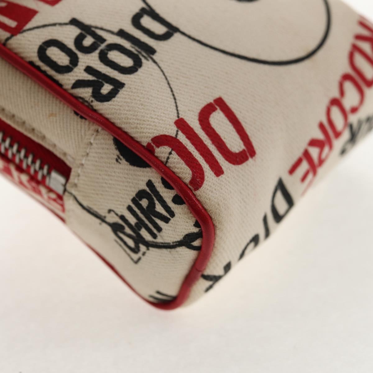 Christian Dior Hardcore Pouch Canvas White Red Auth 143024V