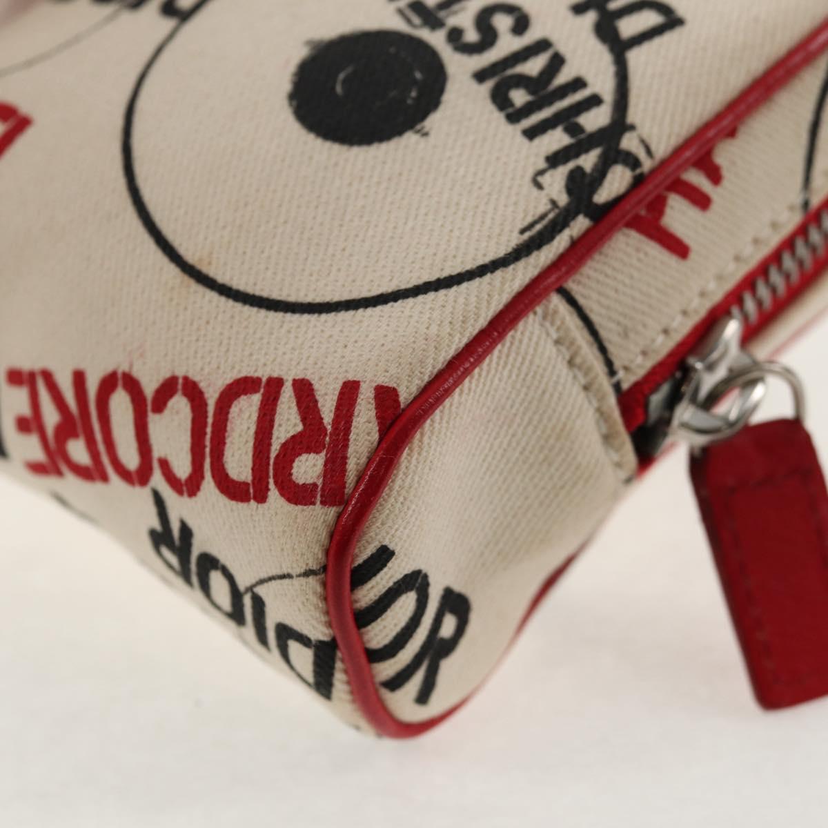 Christian Dior Hardcore Pouch Canvas White Red Auth 143024V