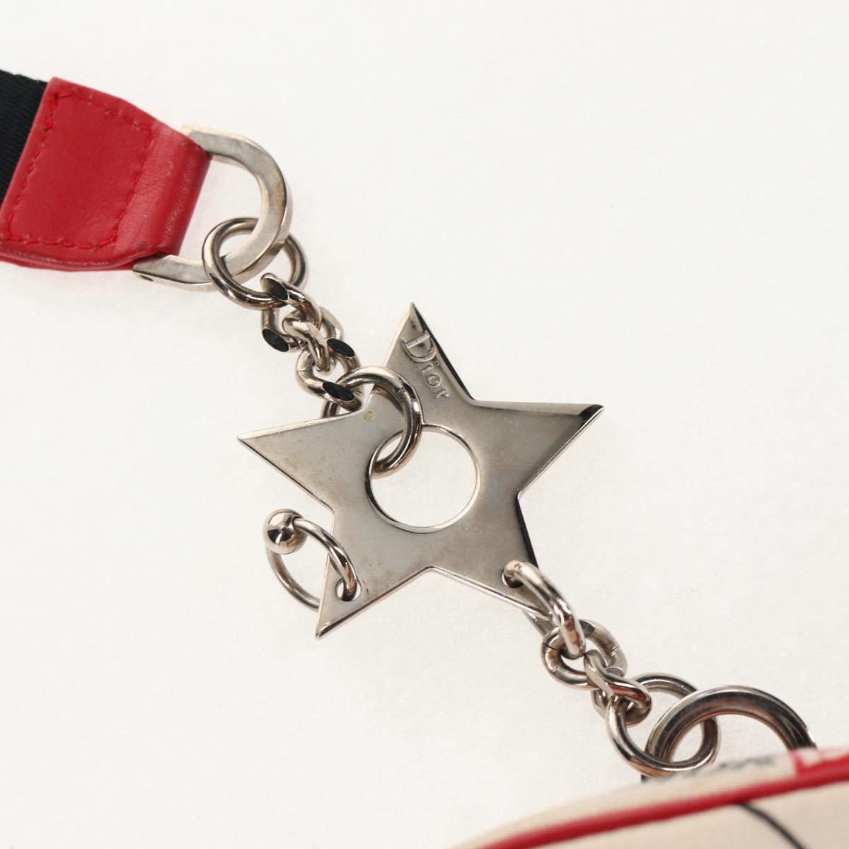 Christian Dior Hardcore Pouch Canvas White Red Auth 143024V