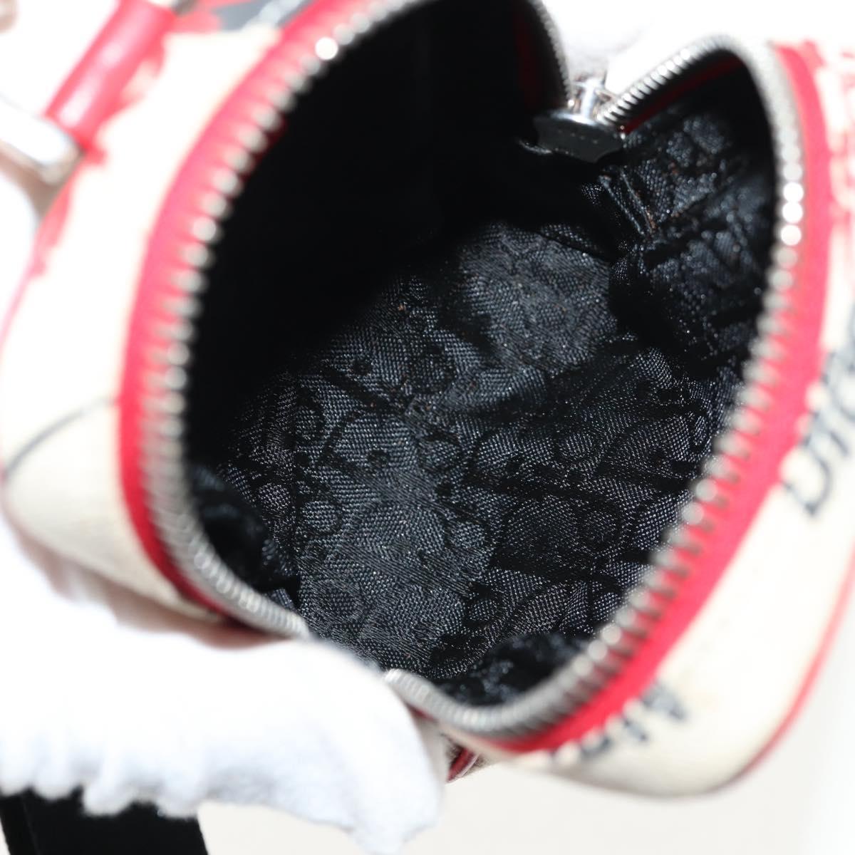 Christian Dior Hardcore Pouch Canvas White Red Auth 143024V