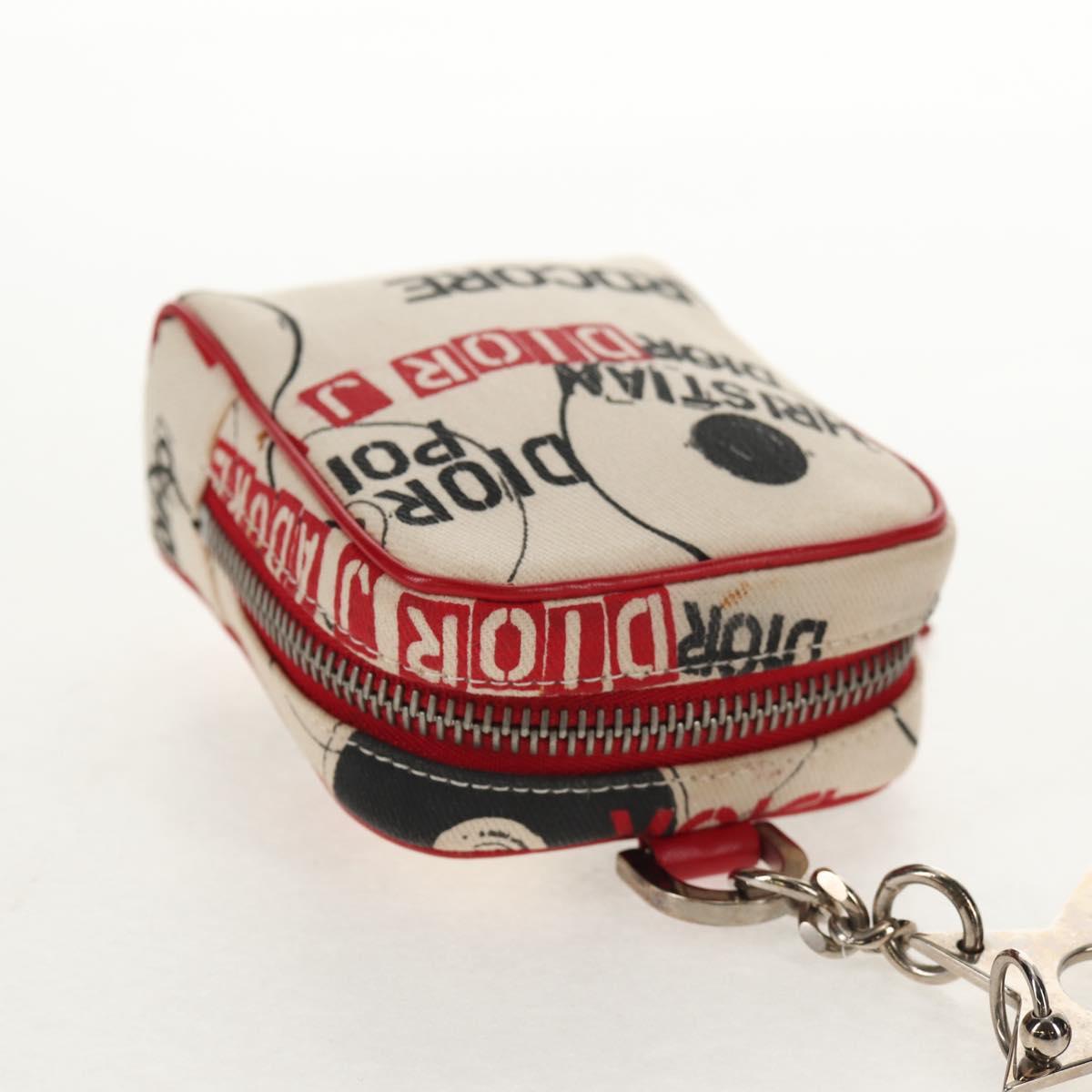 Christian Dior Hardcore Pouch Canvas White Red Auth 143024V