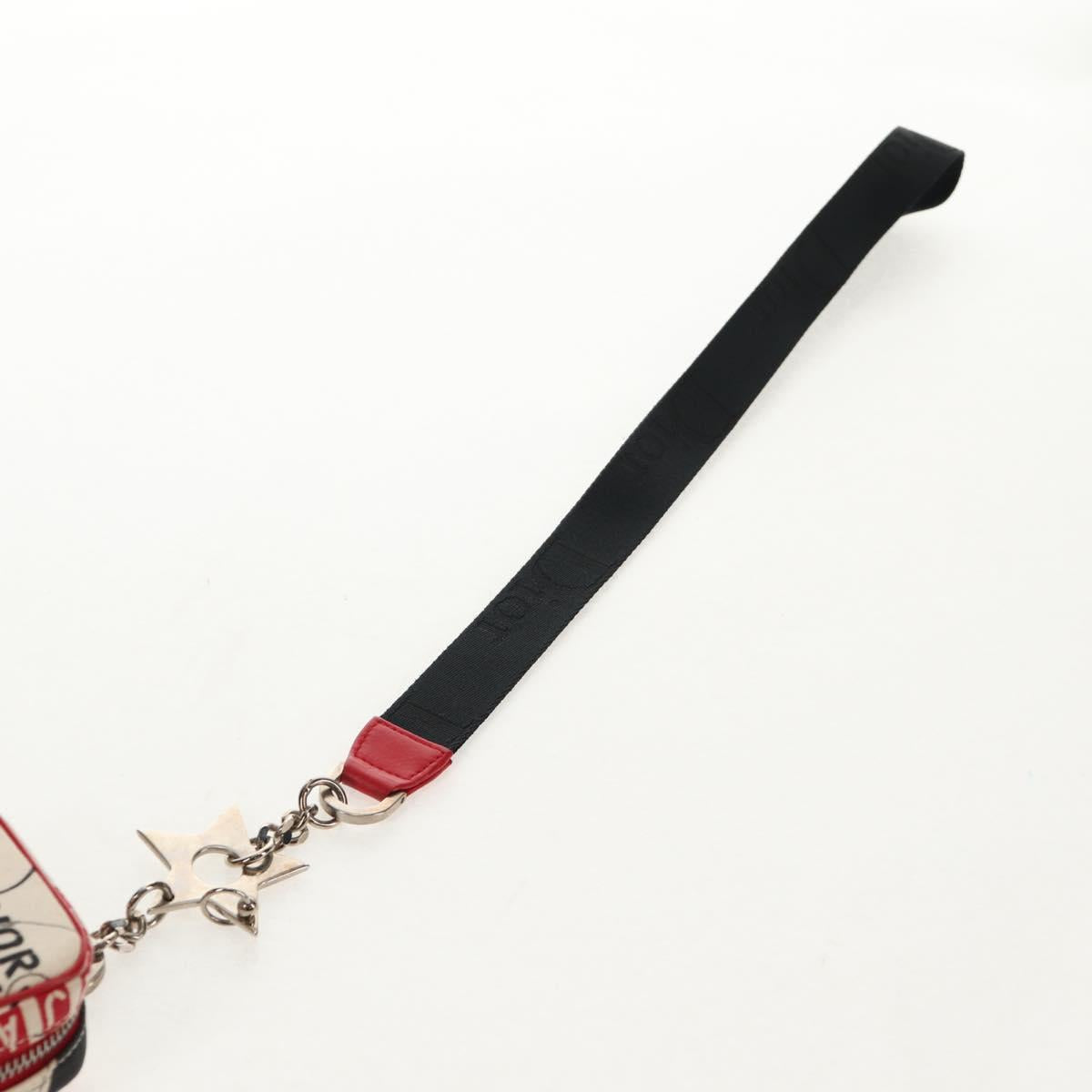 Christian Dior Hardcore Pouch Canvas White Red Auth 143024V