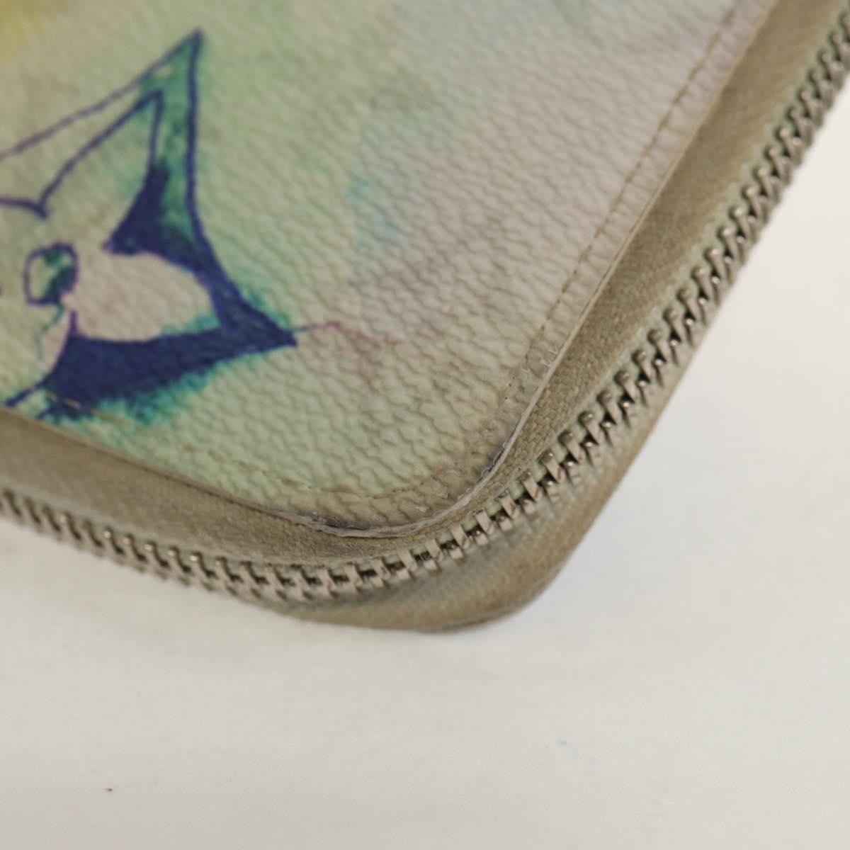 LOUIS VUITTON Monogram Watercolor Zippy Wallet Vertical Blue M80499 Auth 143028A