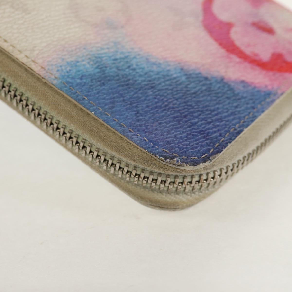 LOUIS VUITTON Monogram Watercolor Zippy Wallet Vertical Blue M80499 Auth 143028A