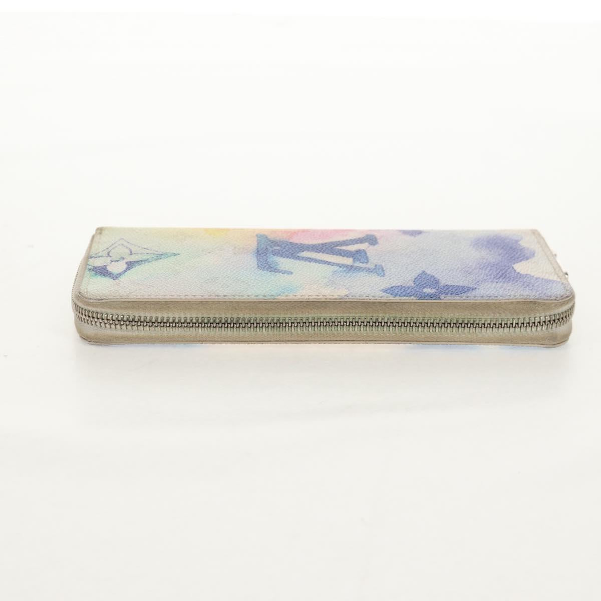 LOUIS VUITTON Monogram Watercolor Zippy Wallet Vertical Blue M80499 Auth 143028A