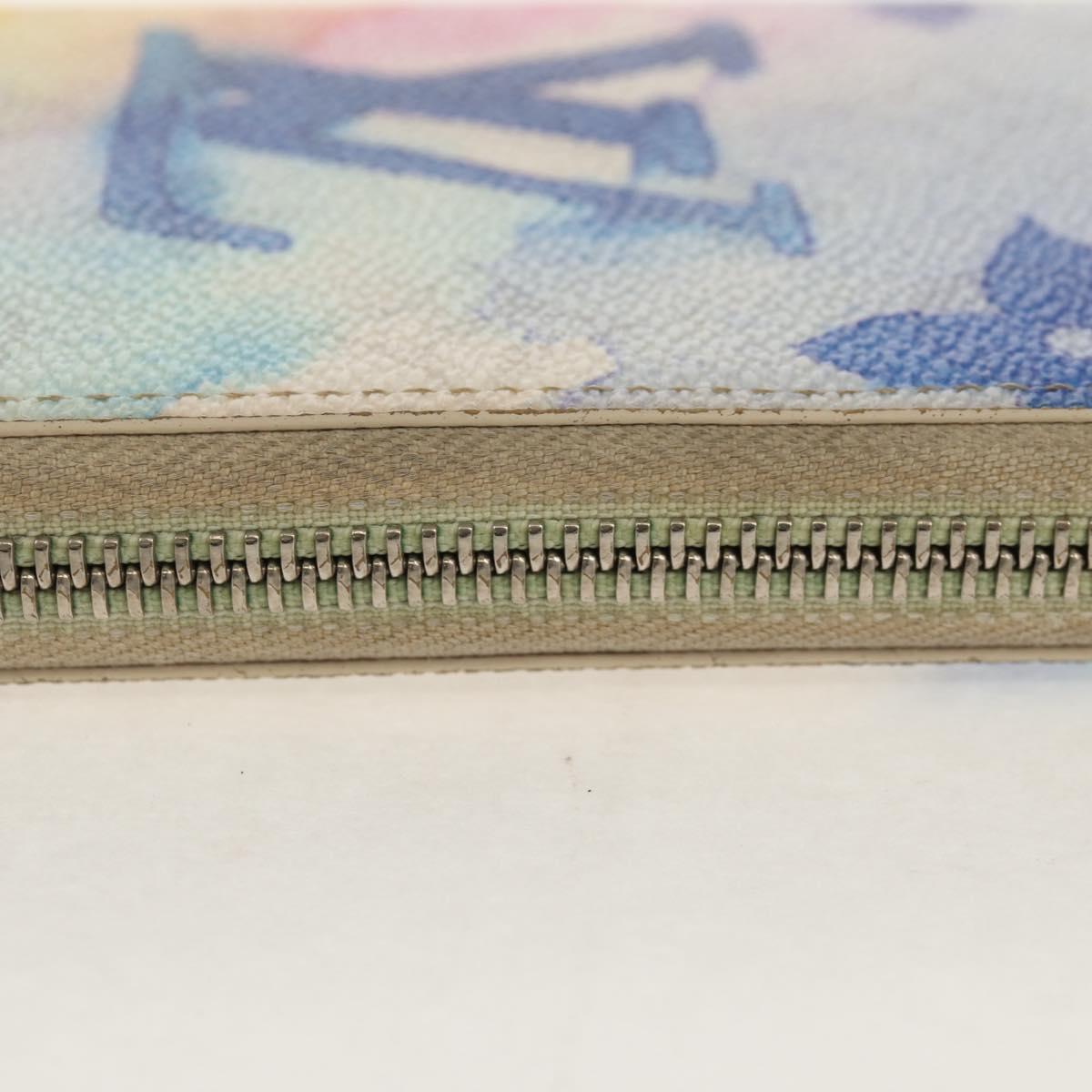 LOUIS VUITTON Monogram Watercolor Zippy Wallet Vertical Blue M80499 Auth 143028A