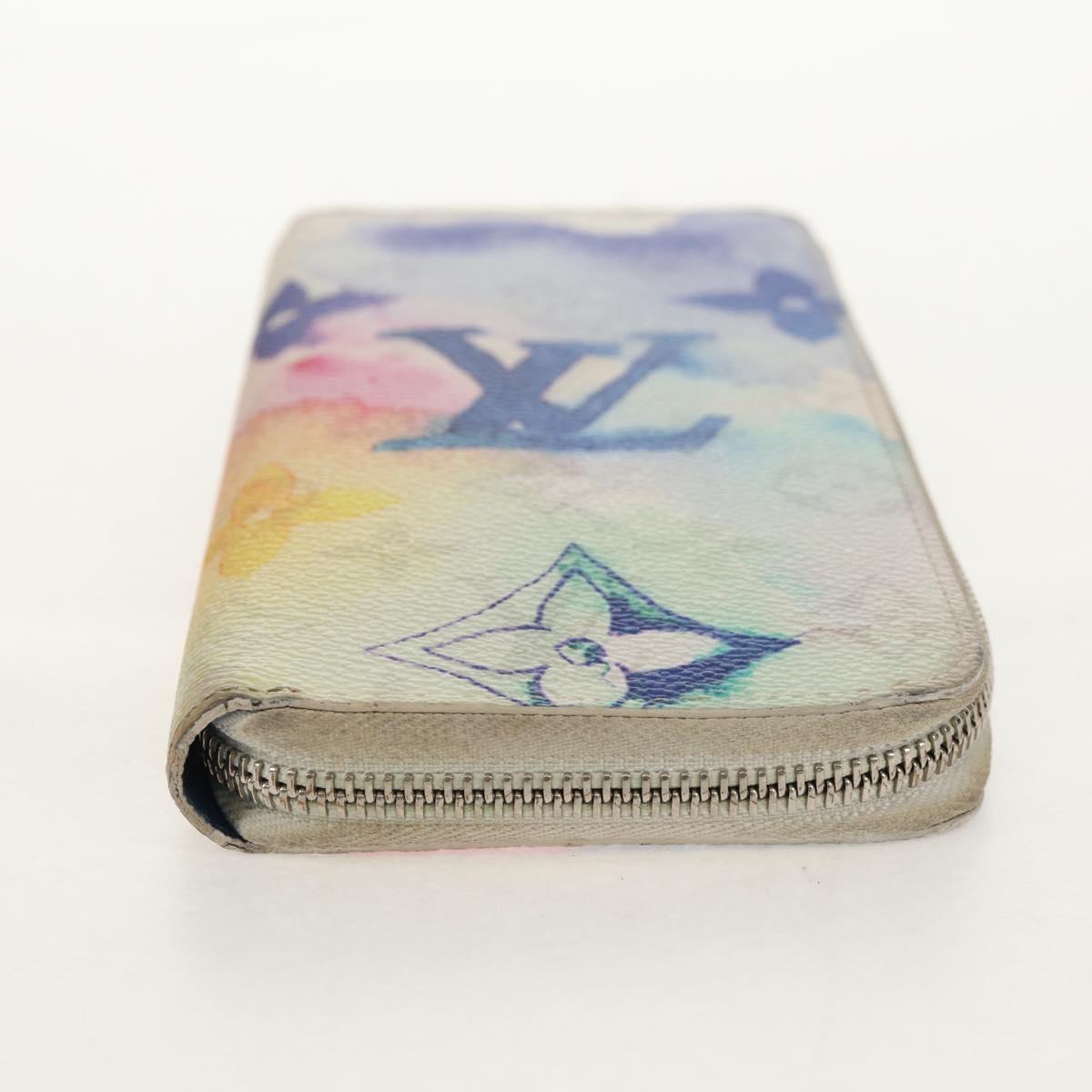 LOUIS VUITTON Monogram Watercolor Zippy Wallet Vertical Blue M80499 Auth 143028A