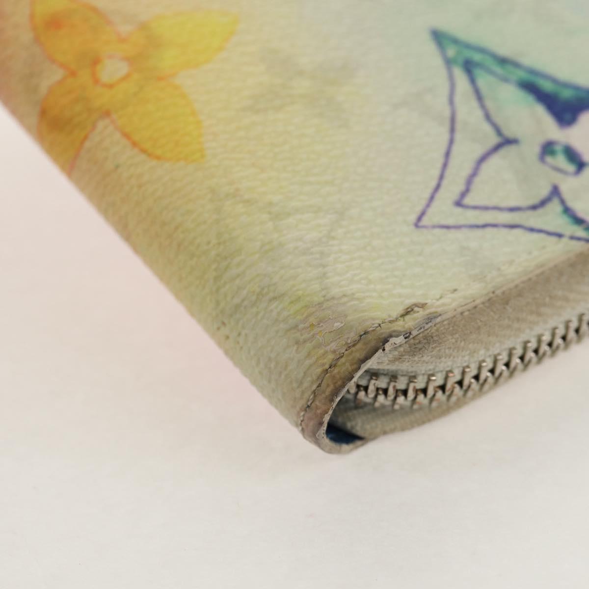 LOUIS VUITTON Monogram Watercolor Zippy Wallet Vertical Blue M80499 Auth 143028A