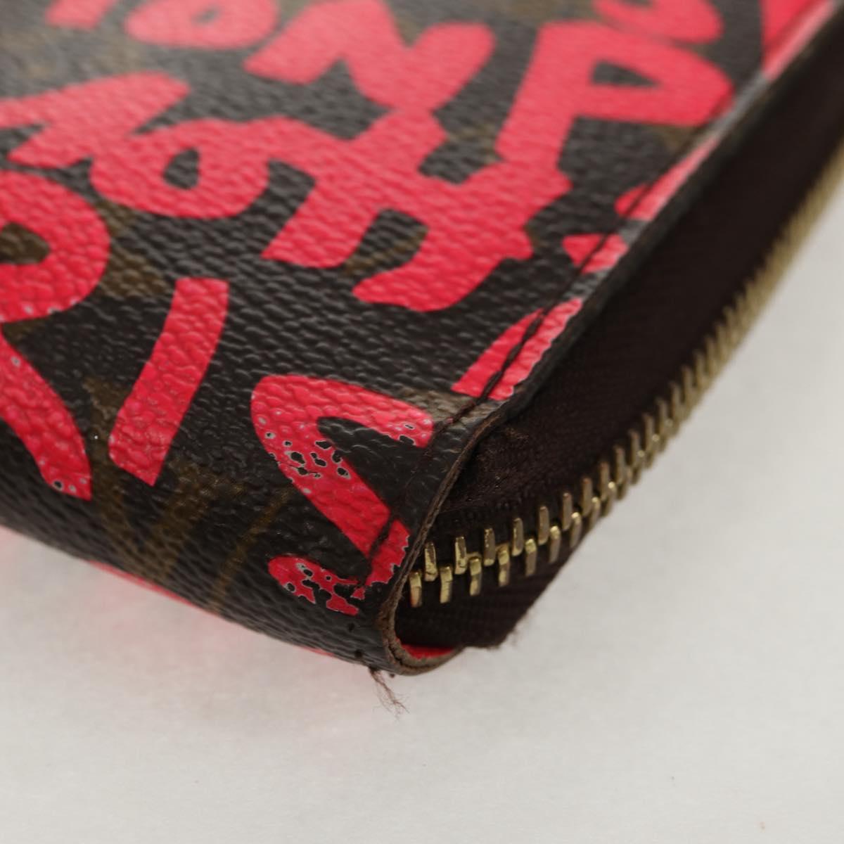 LOUIS VUITTON Monogram Graffiti Zippy Wallet Wallet Pink M93710 Auth 143030V